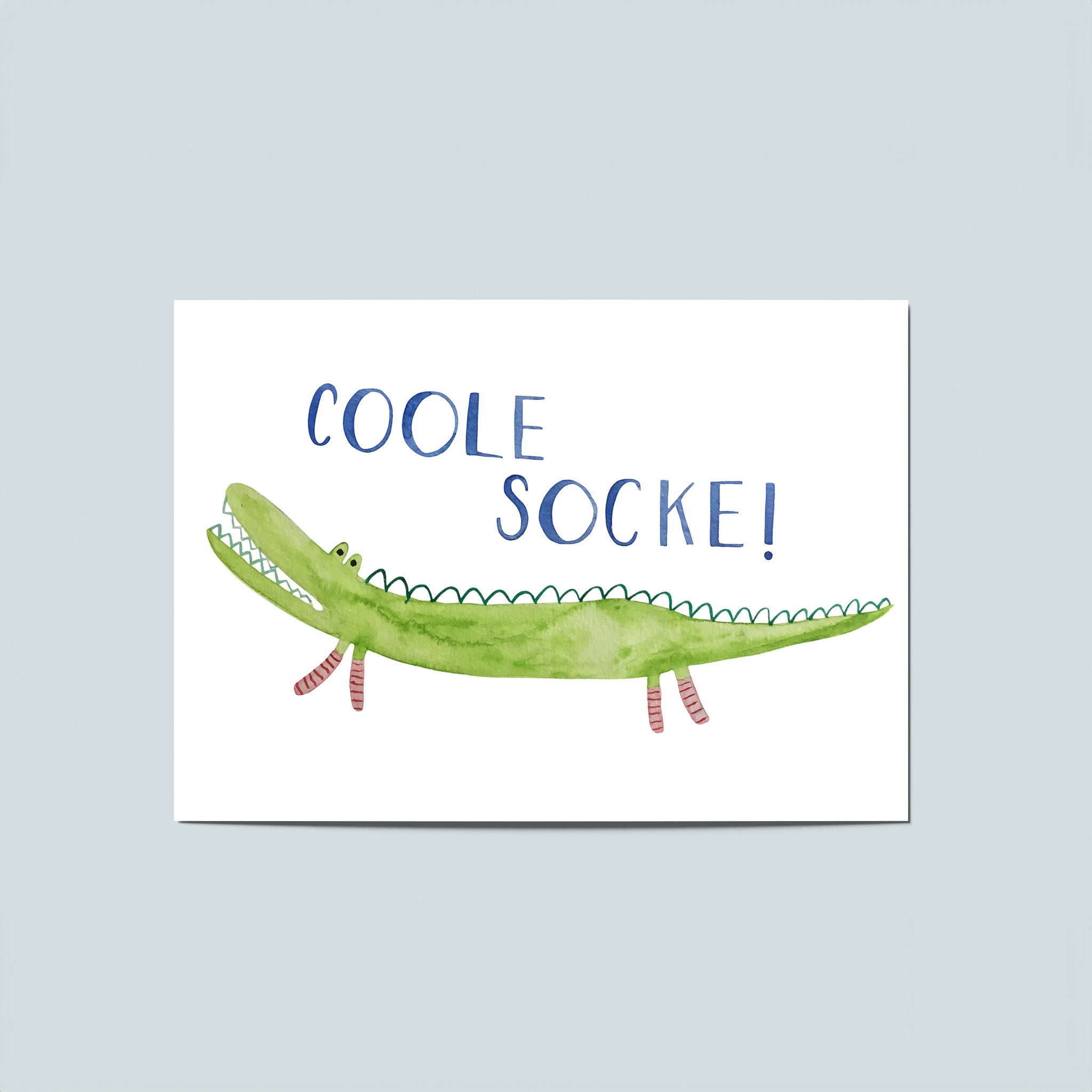 POSTKARTE KROKODIL "COOLE SOCKE"