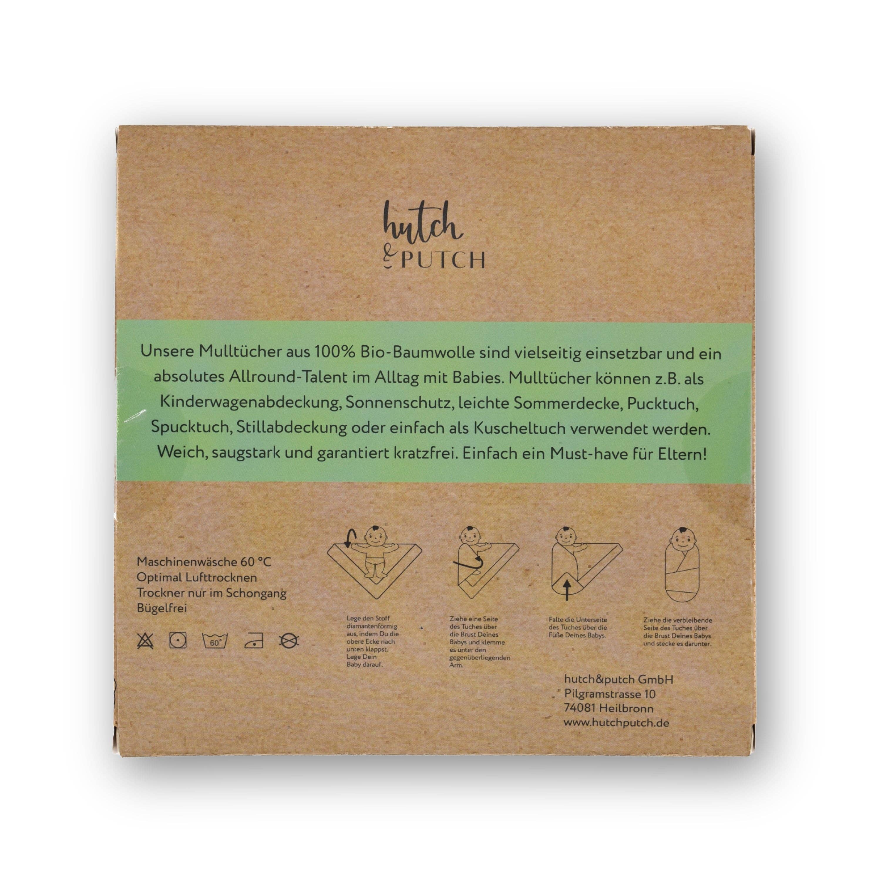 Mulltuch Bio-Baumwolle 60x60cm • 3er-Set • Graublau/Anthrazit/Salbeigrün