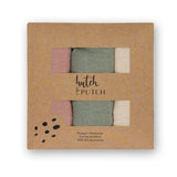 Mulltuch Bio-Baumwolle 60x60cm • 3er-Set • Rosa/Salbeigrün/Cremeweiß