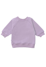 Gemütliches Sweatshirt für Kinder in flieder, 6 am Club Edition, mit Raglanärmeln, Ribbündchen und Druckknöpfen für einfaches Anziehen.