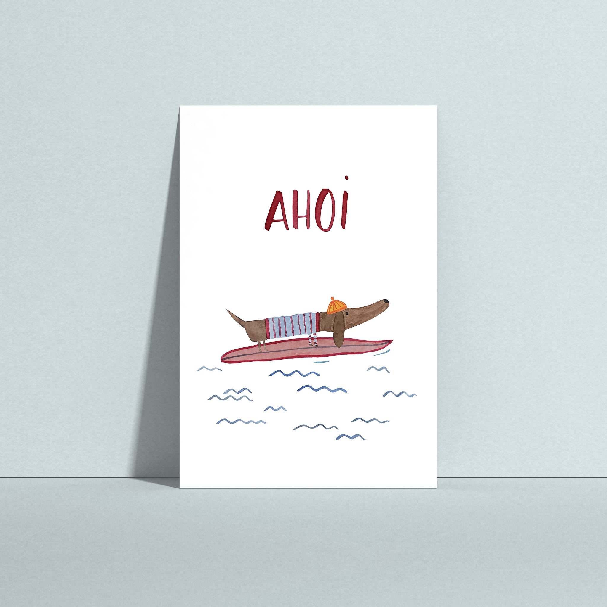 POSTKARTE DACKEL "AHOI"