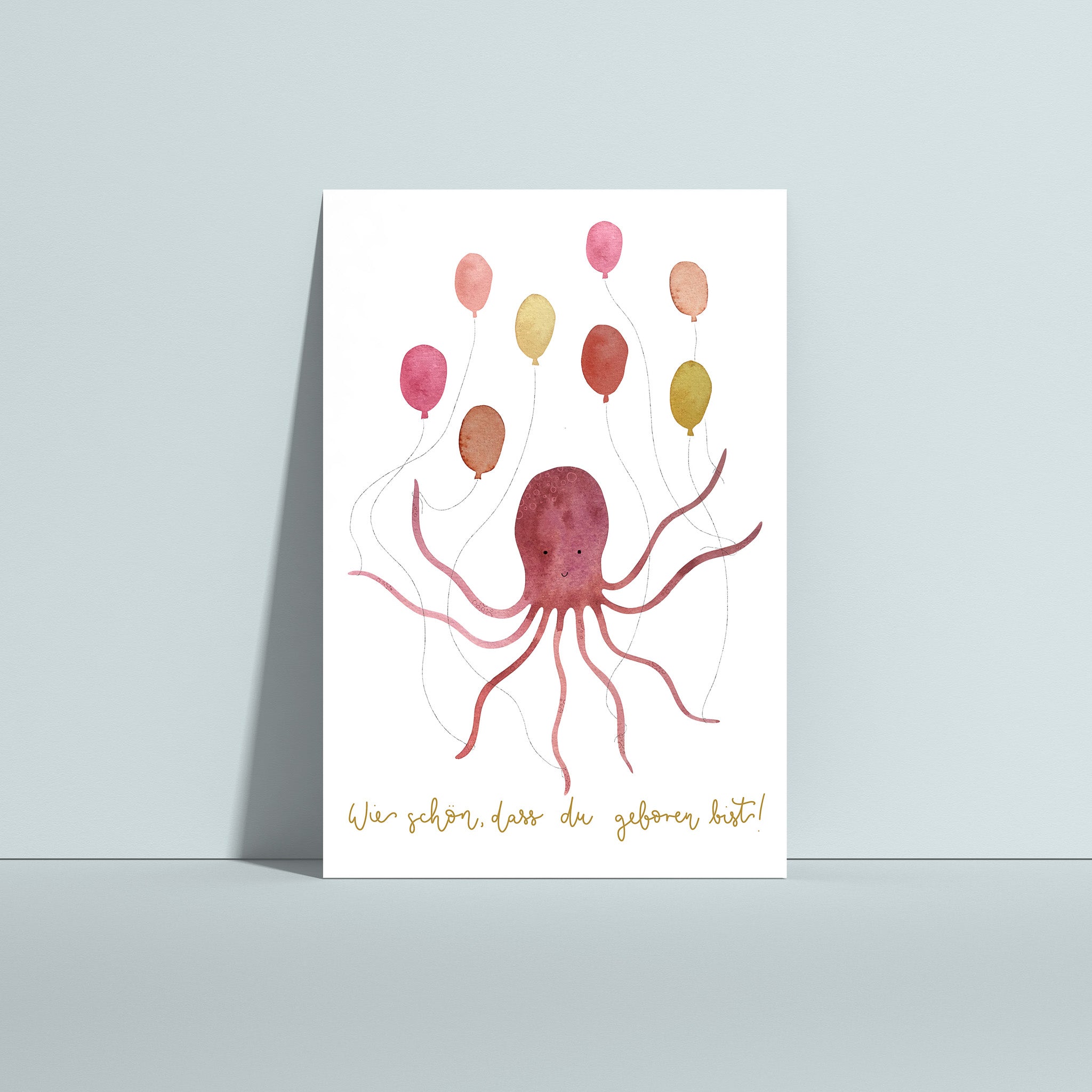 POSTKARTE KRAKE "WIE SCHÖN, DASS DU GEBOREN BIST"