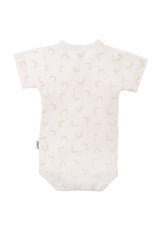 Kurzarm-Wickelbodys für Babys im 2er-Pack, 100% Baumwolle, hautfreundlich, langlebig und pflegeleicht, mit süßem Regenbogen-Print und Streifen.