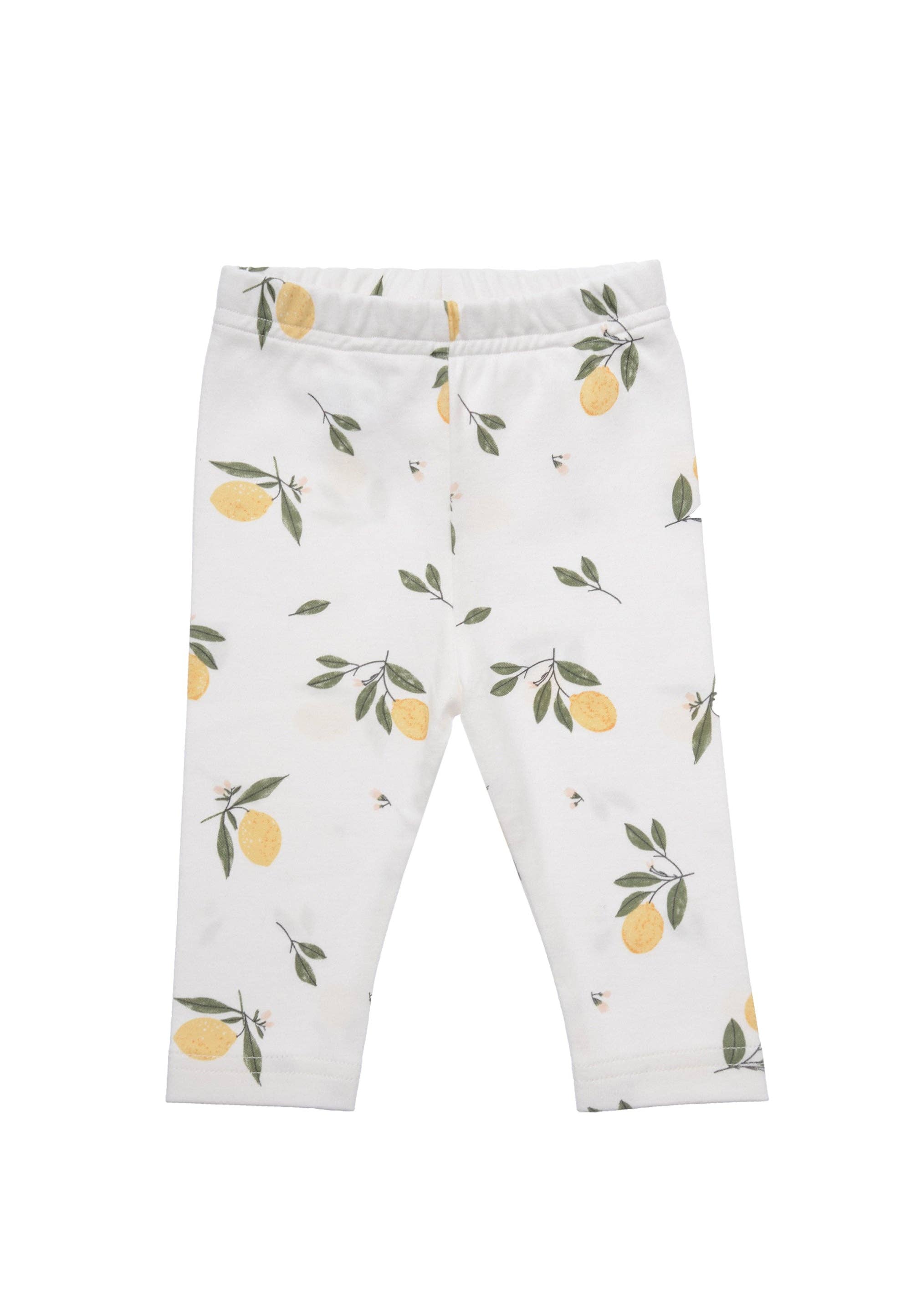 Baby Leggings aus 100% Baumwolle mit süßem Zitronenprint, dehnbarer Bund, bequem und weich für Alltag und Spiel.