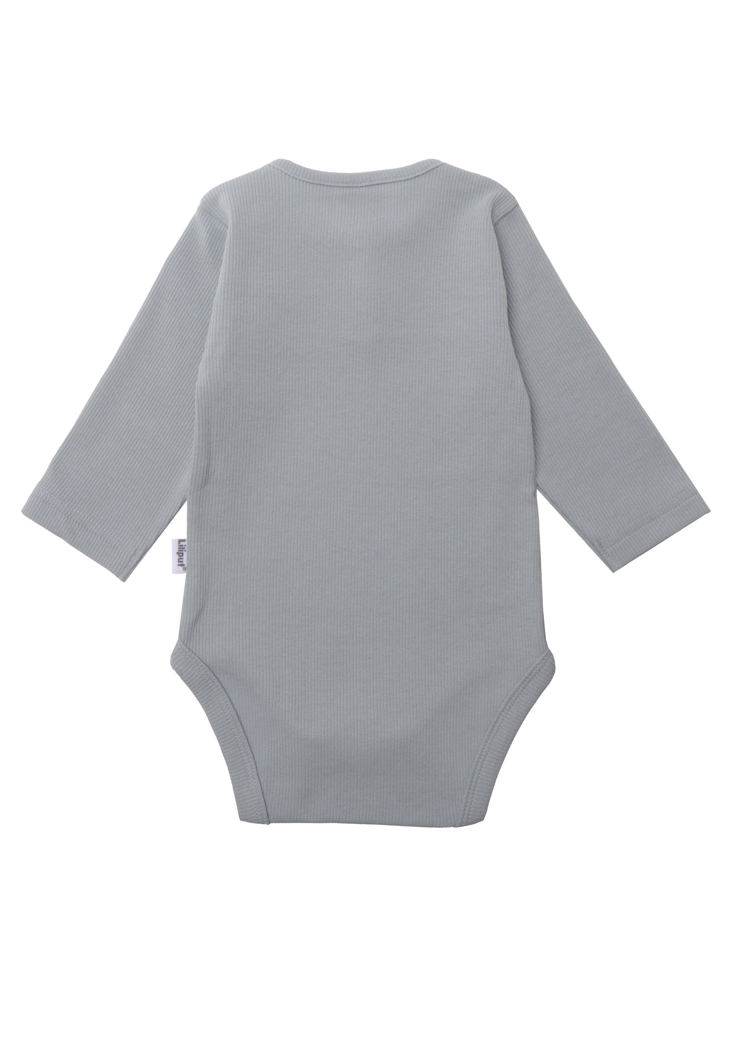 Moderner Baby-Rippbody in Blau, langärmlig, weiche Baumwollmischung, zeitloses Basic für Babys, stylisch und angenehm zu tragen.