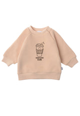 Beiges Sweatshirt und braune Leggings Kinder-Set Babyccino Club, elastisch, weich und bequem für Alltag und Spiel.
