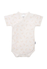 Baby Wickelbodys 2er-Set Regenbogen und Streifen, aus weicher Baumwolle, mit Druckknöpfen für leichtes An- und Ausziehen, kurzarm.