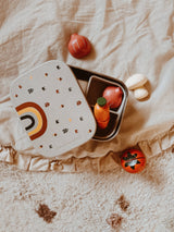 Bento Lunchbox Edelstahl Rainbow mit drei Fächern, langlebig, BPA-frei und lebensmittelecht, perfekt für gesunde Mahlzeiten unterwegs.