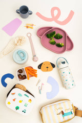 Bento Lunchbox Edelstahl Teckel mit drei Fächern, langlebig, BPA-frei und lebensmittelecht, perfekt für gesunde Mahlzeiten unterwegs.