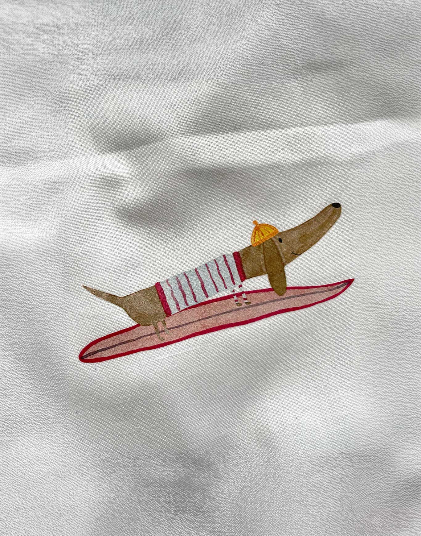 BÜGELBILD "SURF DACKEL"