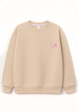 Cool Aunty Club Sweatshirt beige für Frauen, Oversized Fit mit Smiley und Statement Print, Mini & Me Edition.