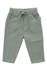 Cordhose für Kinder in Schilf mit großen Taschen, elastischem Bündchen und Kordelzug, aus 100% Baumwolle.