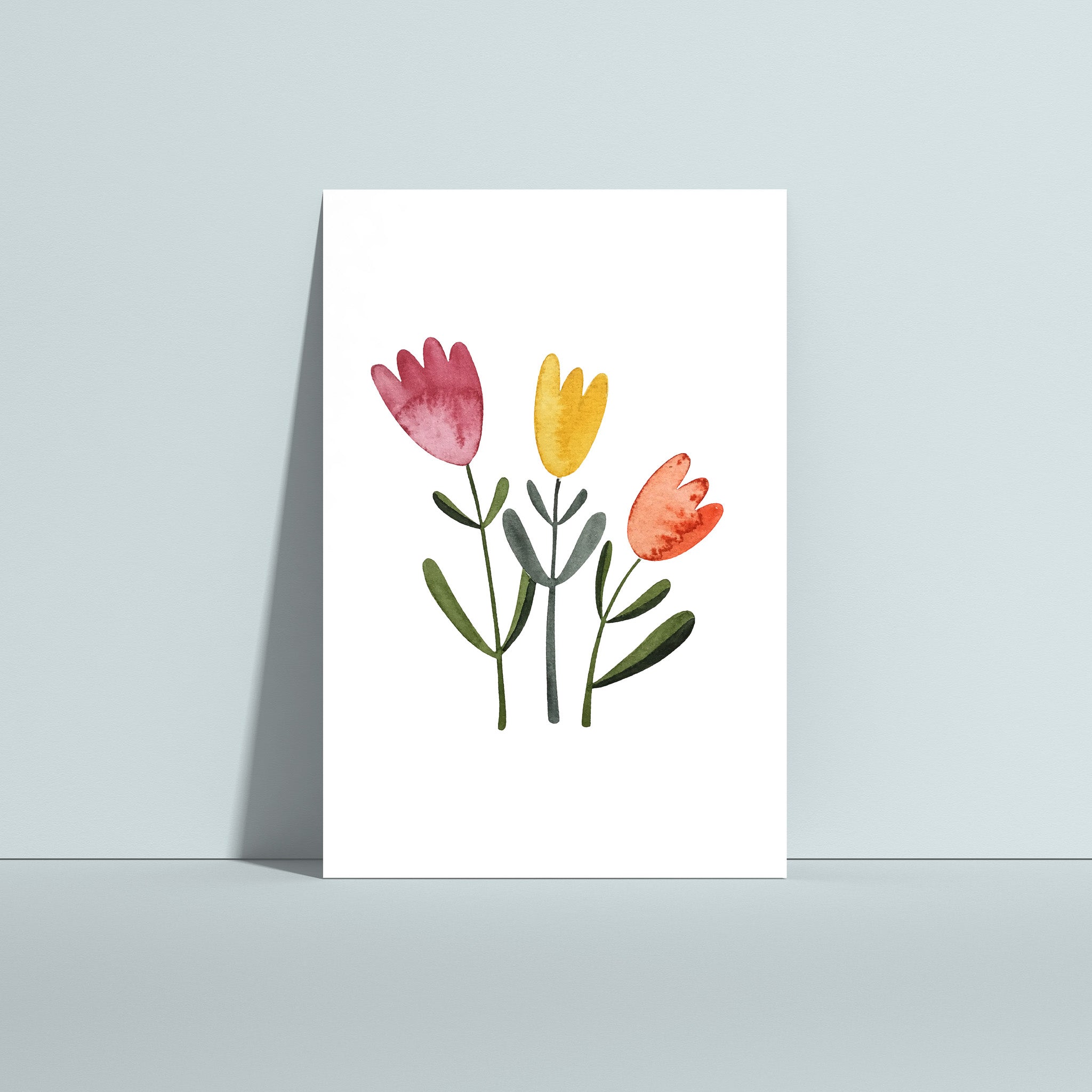 POSTKARTE BUNTE TULPEN