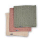 Mulltuch Bio-Baumwolle 60x60cm • 3er-Set • Rosa/Salbeigrün/Cremeweiß