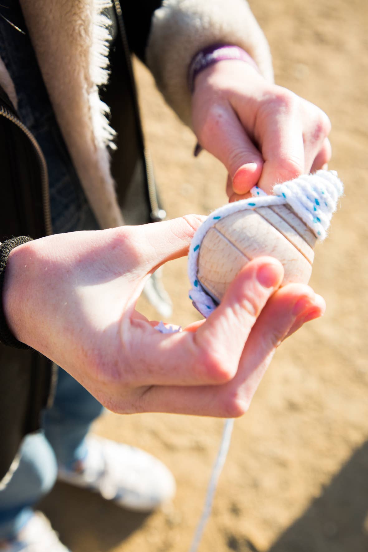 Kreisel aus Holz - Koralle