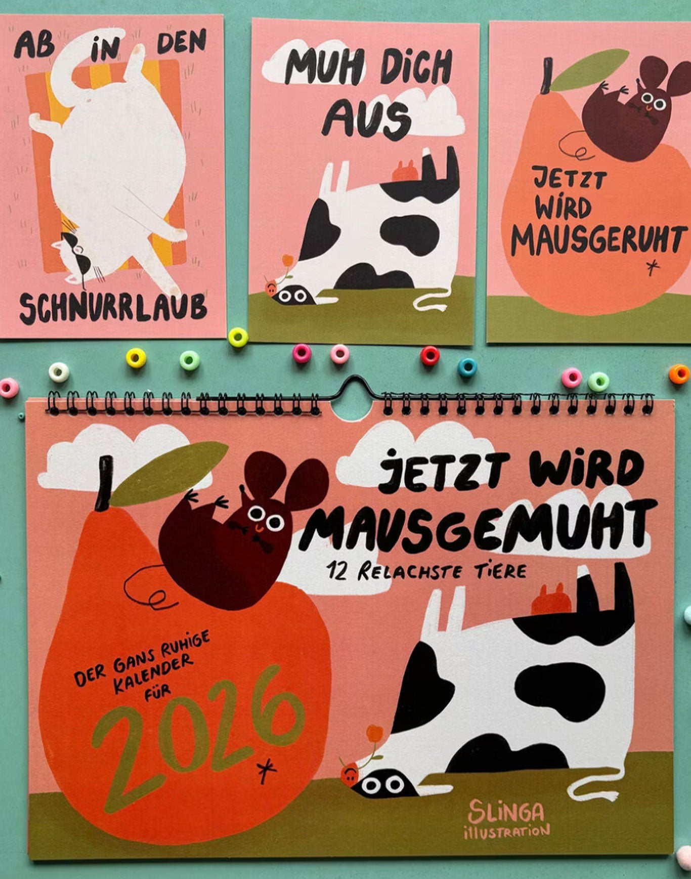 Der Faule Kalender 2026 im A4-Format – humorvoller Jahreskalender zum Entspannen, Abschalten und Schmunzeln mit liebevollen Illustrationen.