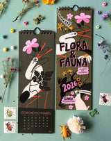 Flora & Fauna Kalender 2026 – illustrierten Pflanzen- und Tierkalender mit Hahnenfuß, Tigerlilie und Gänseblümchen, inspiriert von der Natur.