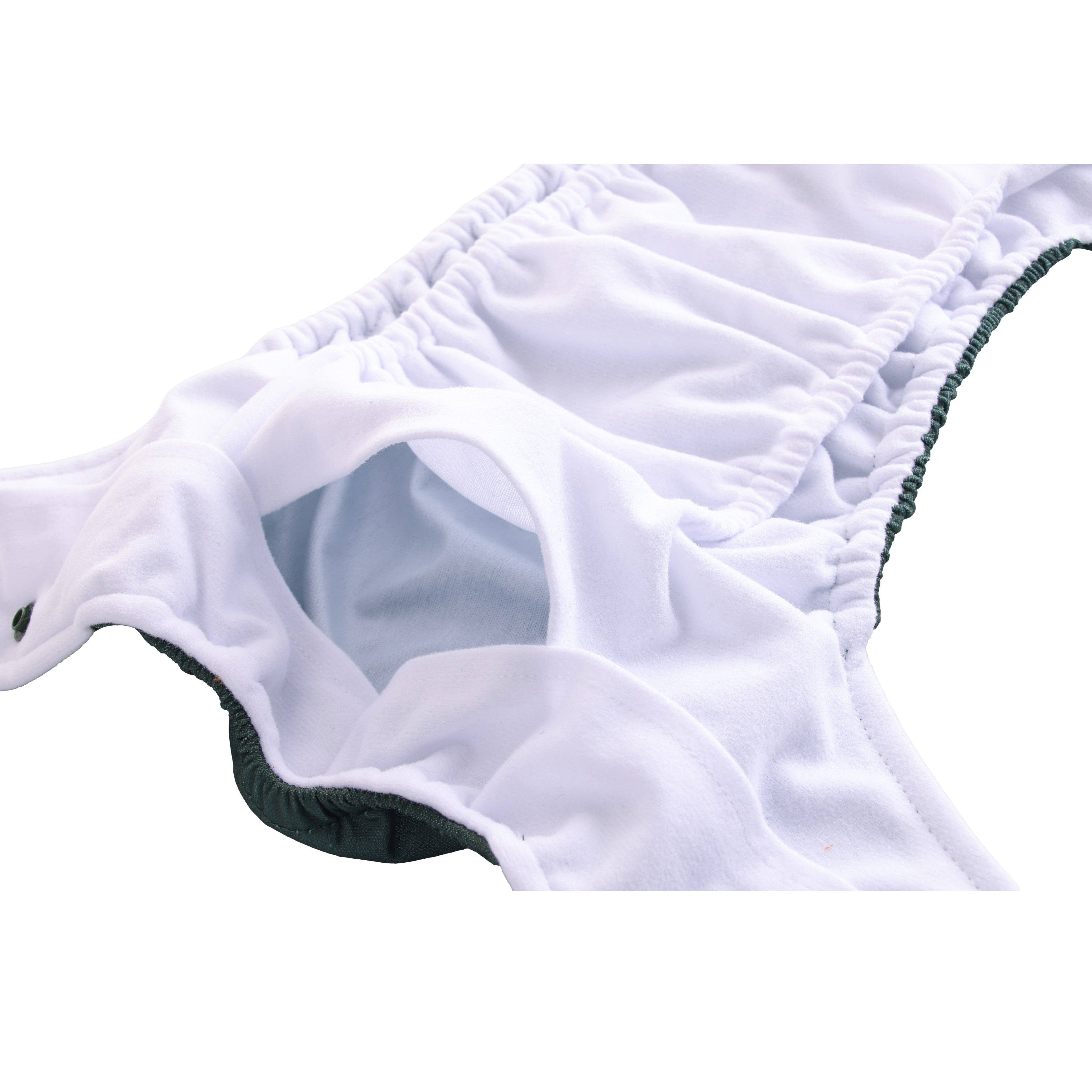 HappyBear Pocket-Windel mit weichem Veloursleder-Innenfutter, wasserdichter Außenschicht und zwei saugstarken Einlagen für maximale Trockenheit.