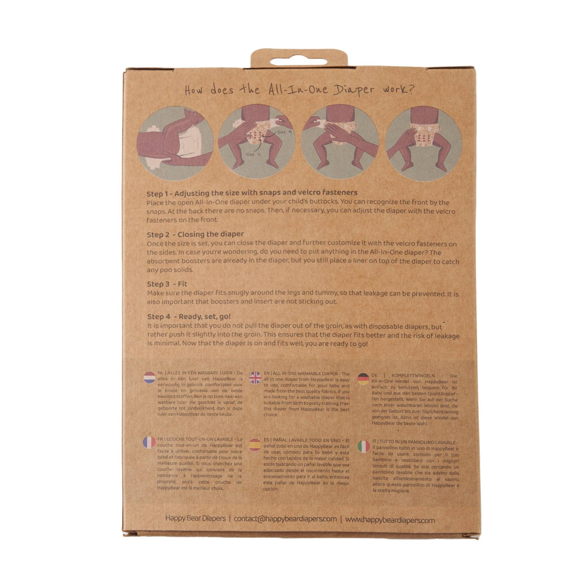 HappyBear Tageswindel für Babys – All-in-One Windel mit Klett, atmungsaktiv, waschbar und perfekt für Alltag & empfindliche Babyhaut.