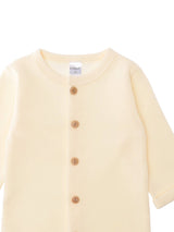 Hochwertiger Rib-Strick-Overall in Ecru für Babys, atmungsaktive Baumwollmischung, langlebig, weich und angenehm zu tragen.