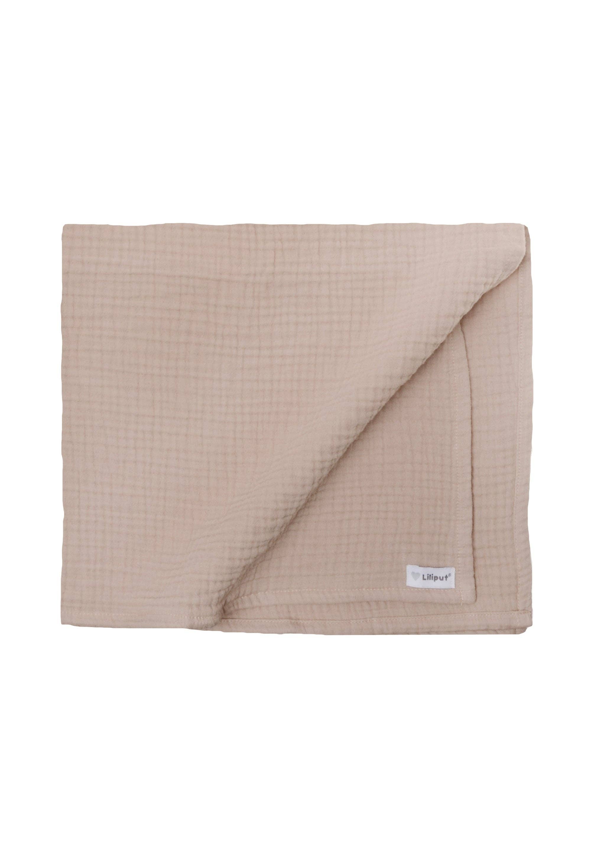 Braune Musselindecke 80x85 cm, weiche Babydecke aus 100 Prozent Baumwolle mit Crinkle Optik, atmungsaktiv und saugfähig.