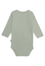 Niedlicher Baby Langarmbody in Schilfgrün mit Croissant-Design, hautfreundlich, atmungsaktiv und ideal für kühle Tage.