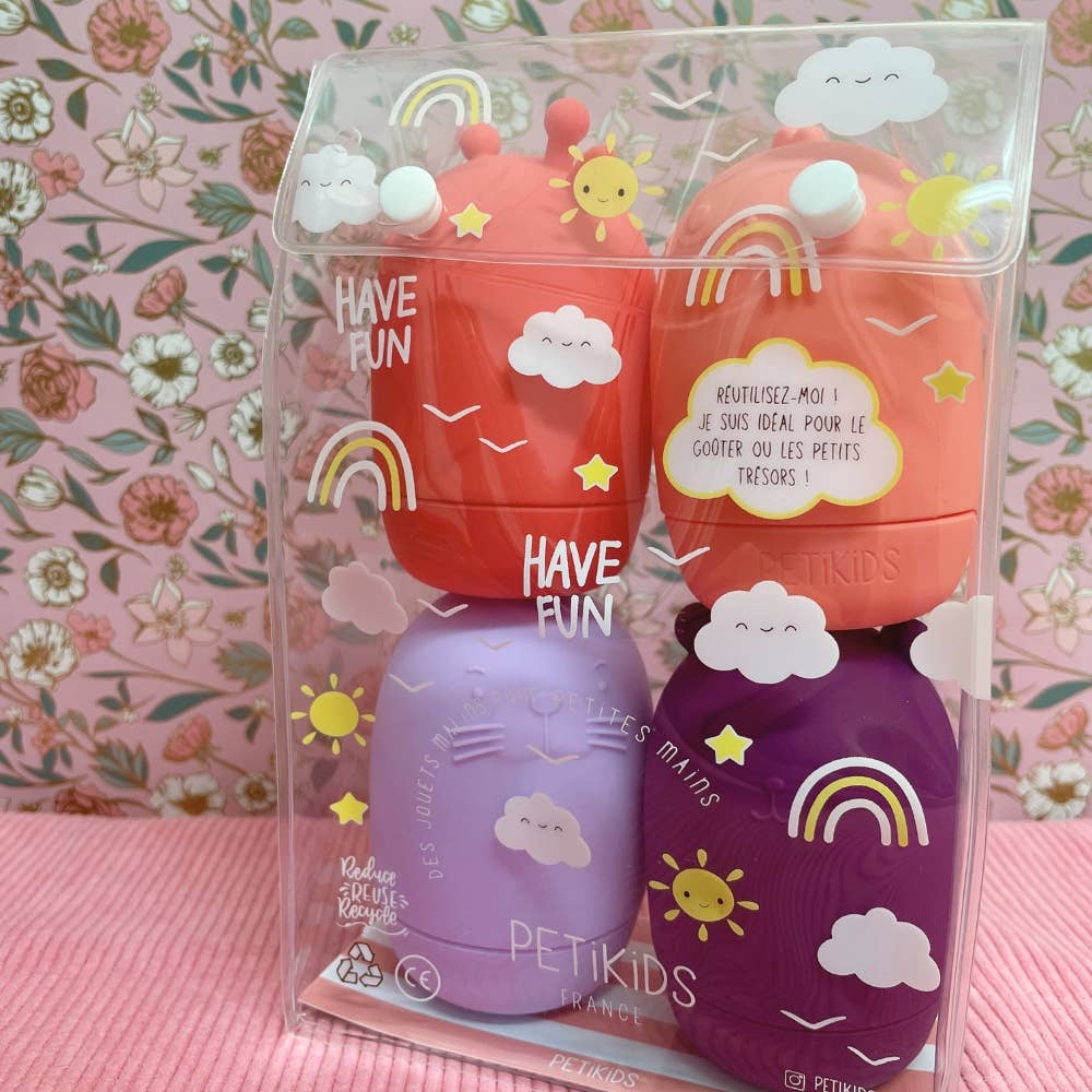 Silikon Badespielzeug Tiere Rosa, Set mit Pinguin, Robbe, Bär und Kuh, fördert Kreativität, Tier- und Farberkennung, leicht zu reinigen und spülmaschinenfest.