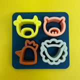 Silikon-Lernspielzeug Bauernhoftiere-Puzzle für Kinder mit Schwein, Schaf, Kuh und Hahn, fördert Feinmotorik und Hand-Auge-Koordination