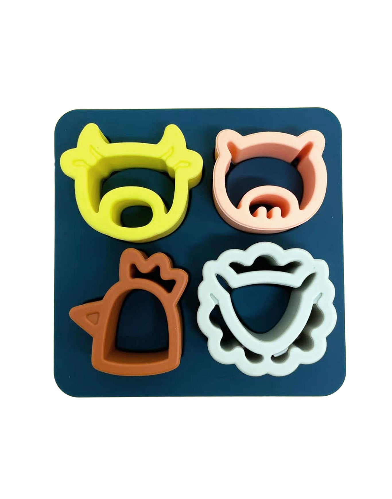 Silikon-Lernspielzeug Bauernhoftiere-Puzzle für Kinder mit Schwein, Schaf, Kuh und Hahn, fördert Feinmotorik und Hand-Auge-Koordination